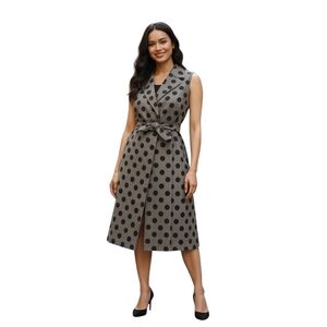 Vintage Gray Black Wool Polka Dot Wrap Vest Tunic Medium